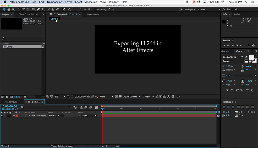 can download h.264 for after effects