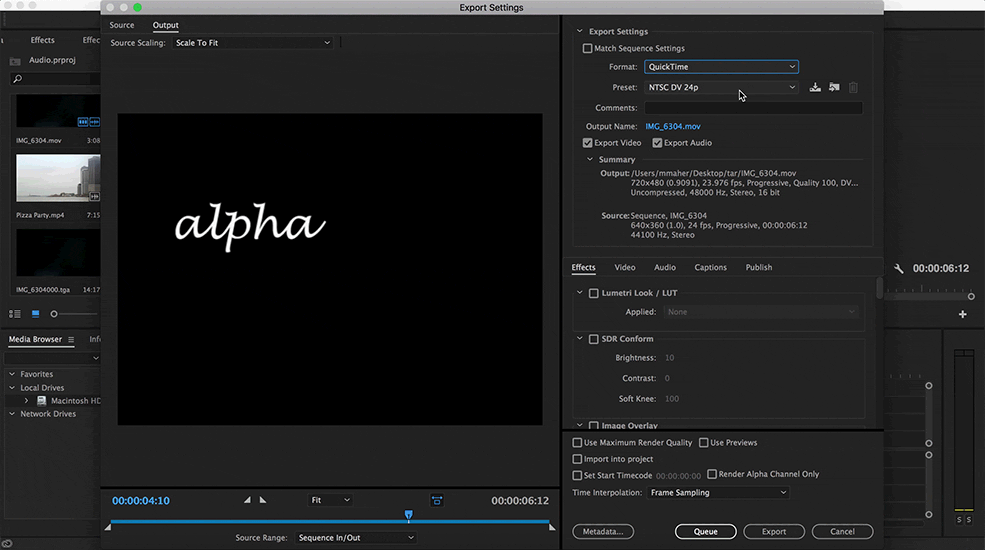 Exporting with Alpha Channels in After Effects