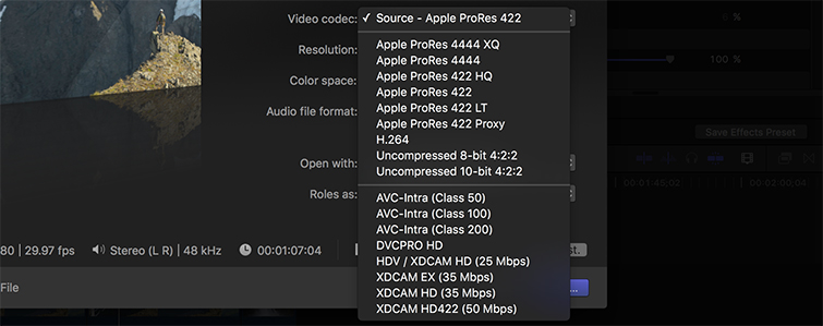 How to Export Video in Final Cut Pro - Choose the right codec