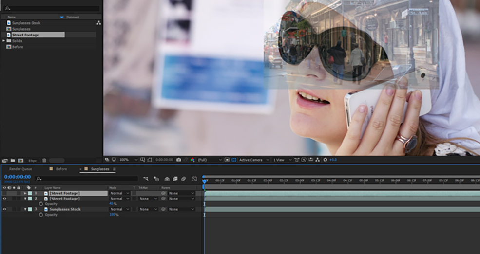 How To Change The Reflections in Sunglasses Using After Effects — Step Two