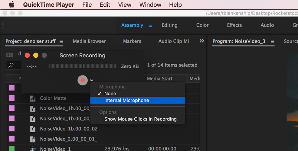 How To Record Tutorials with QuickTime Player — Select Audio Source