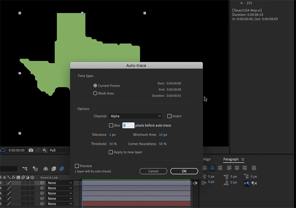 Create Dynamic Transitions by Morphing Shapes in After Effects — Autotrace Feature