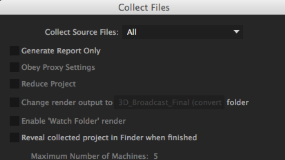 After effects Errors and How to Fix Them: Collect Files Menu