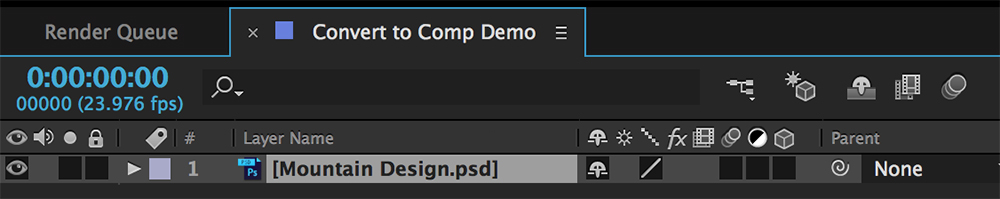 Using 'Convert to Layered Comp' in After Effects: Step 1