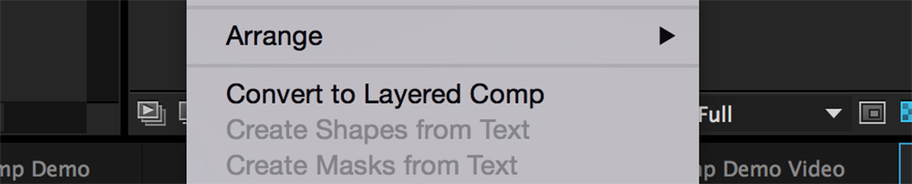 Using 'Convert to Layered Comp' in After Effects: Step 2