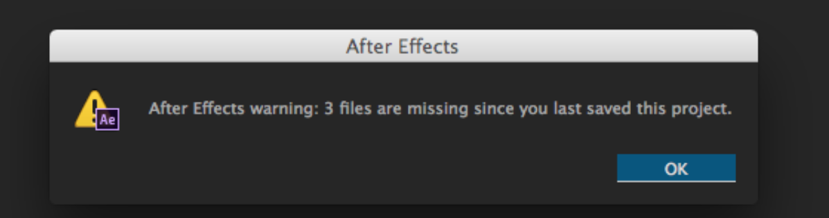 After effects Errors and How to Fix Them: missing files