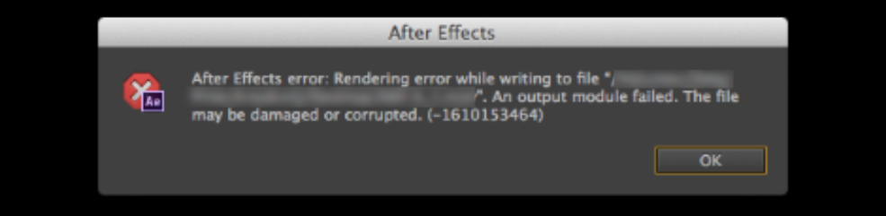After effects Errors and How to Fix Them: Output Module Failed