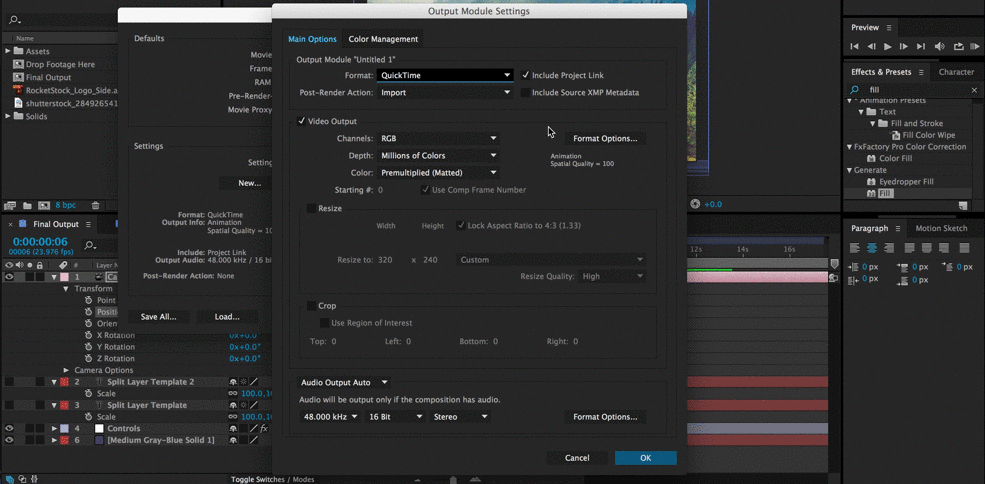 Save and Share Render Templates in After Effects: Output Module Step 2